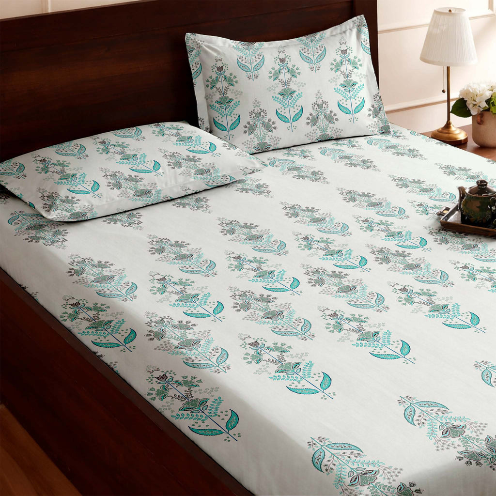 Raymond 100% Cotton Feel Bedsheets 200 TC for Double Bed King Size (108 x108 Inch) with 2 Large Size Pillow Covers | Soft and Breathable | Wrinkle-Free | Premium Printed Design Luxe Maroon and White