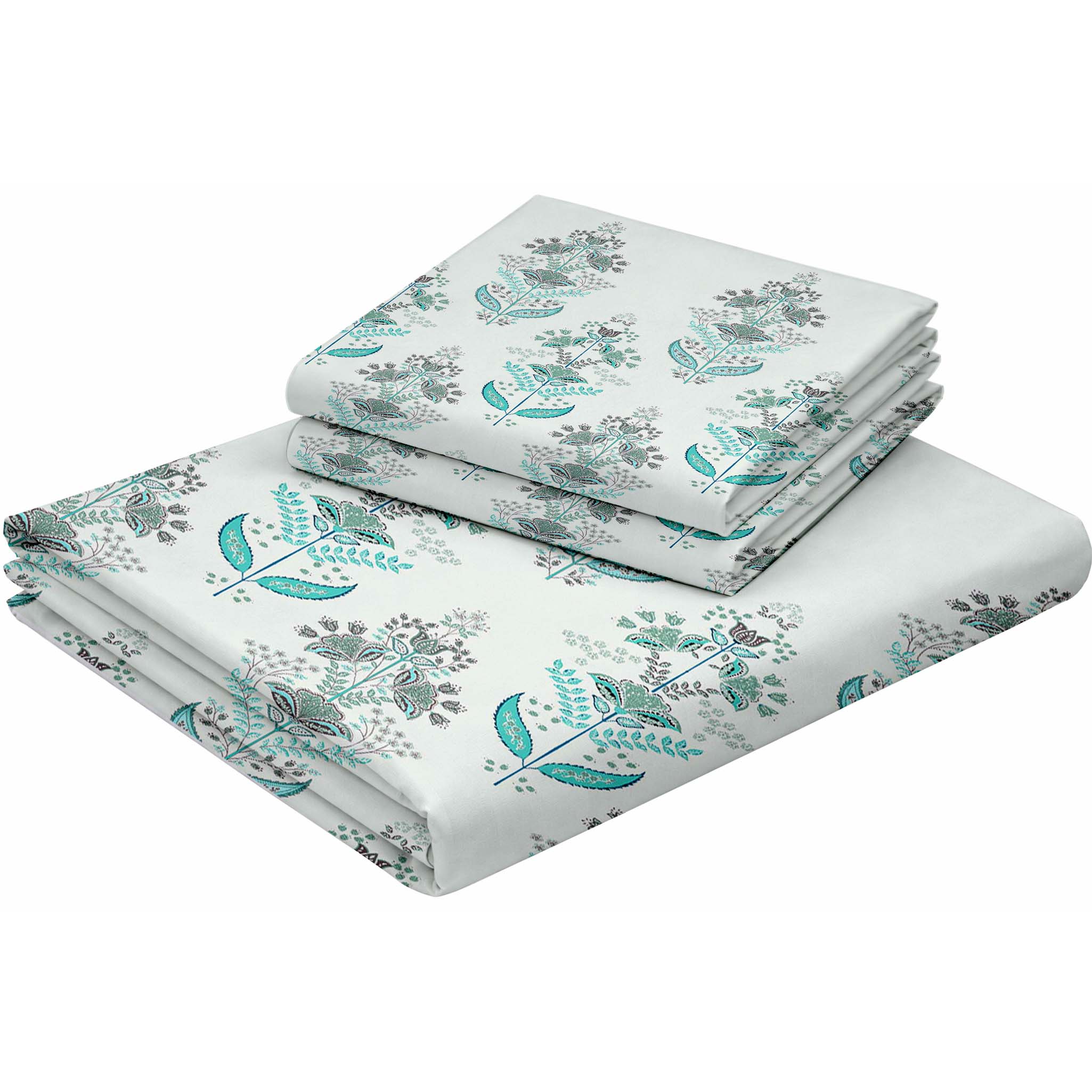 Raymond 100% Cotton Feel Bedsheets 200 TC for Double Bed King Size (108 x108 Inch) with 2 Large Size Pillow Covers | Soft and Breathable | Wrinkle-Free | Premium Printed Design Blue and White Floral